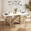 Table de salle à manger 6 places de style italien avec plateau en verre peint et base en bois élégante