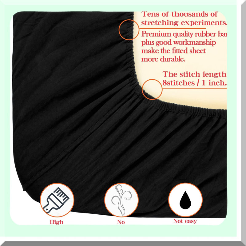 LuxurySoft Black Microfiber Deep Pocket Fitted Sheet - Wrinkle-Free, Fade-Resistant, Stain-Resistant Hotel Quality Bedding