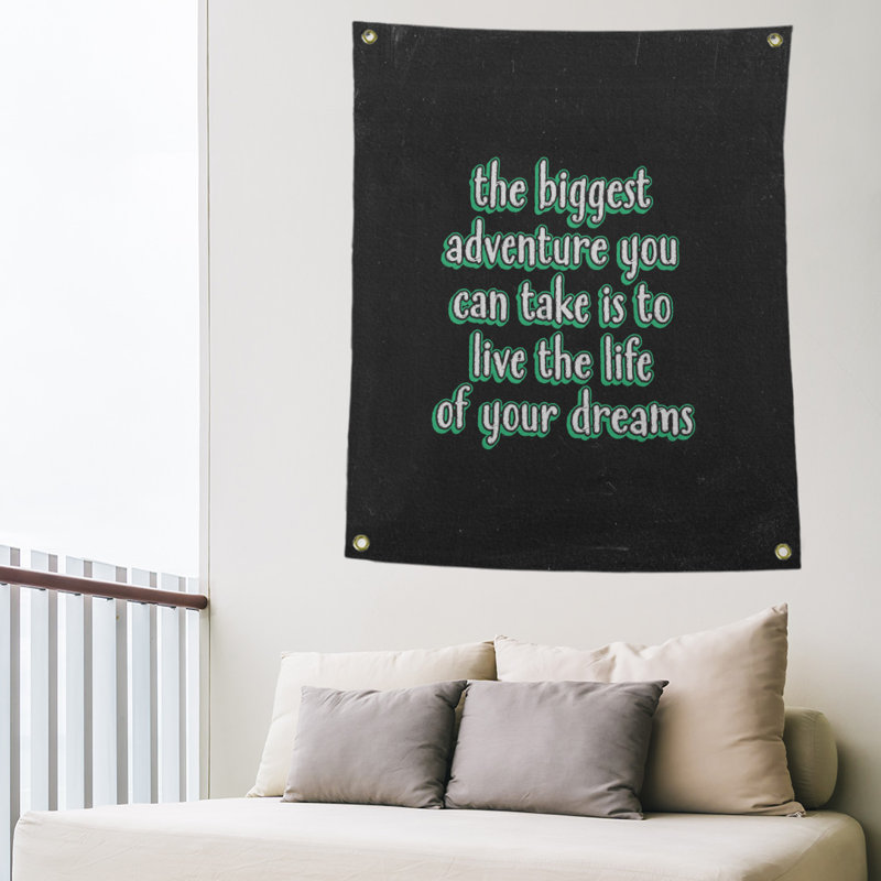 Tapisserie tableau noir en polyester le plus grand de la citation adventure, H 80 po x l 59 po, Vert