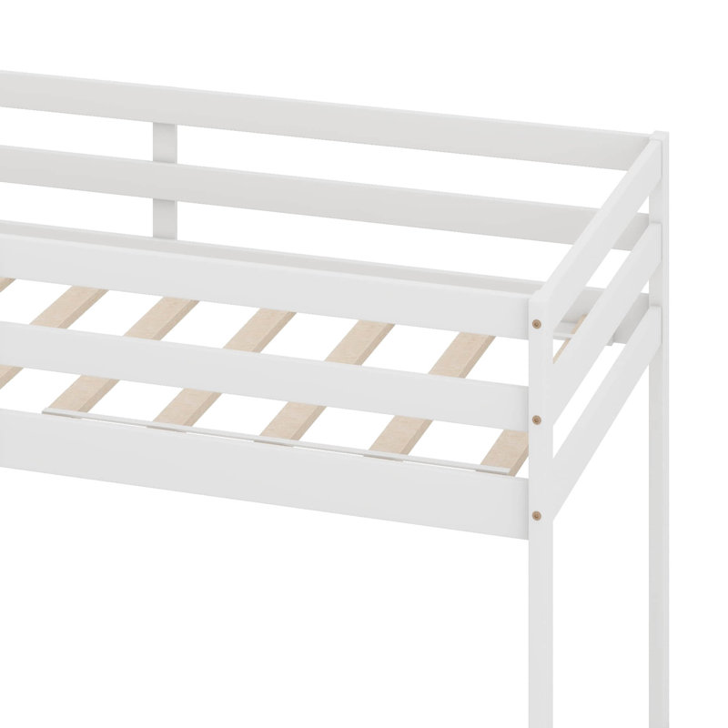 Loft Bed With Built-In Staircase, White