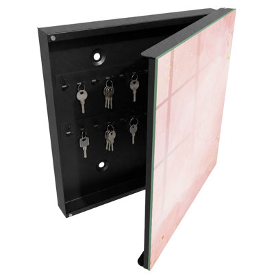 Key box, Opens to the right, 30x30x5, White, Pastel background with gold accents, 