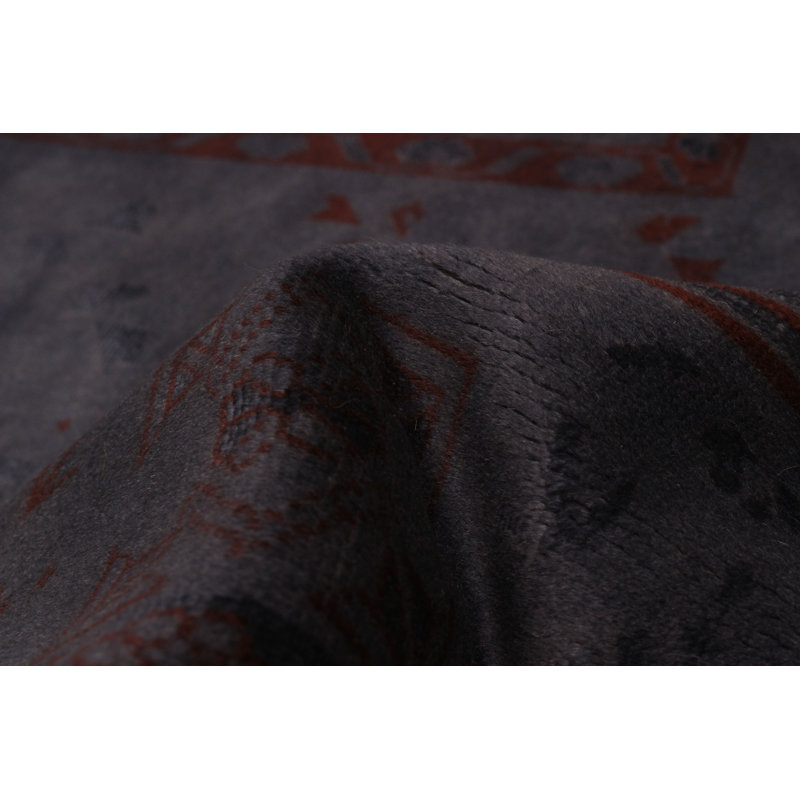 Tapis unique en laine mauve à transition de couleur noué à la main 6 pi 6 po x 9 pi 2 po