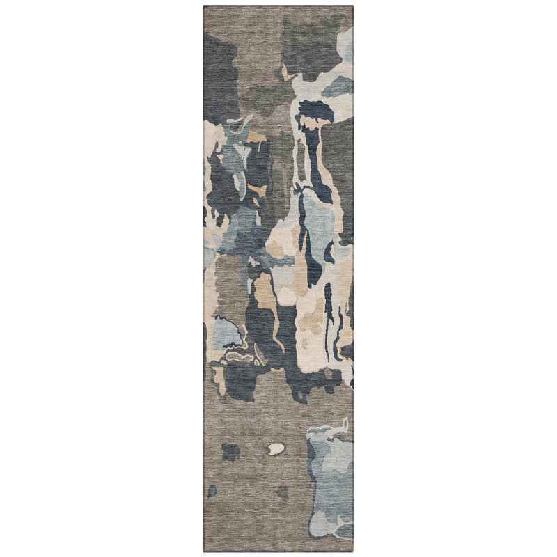 Mysa Brown Washable Indoor-Outdoor Rug - , 2'3" x 7'6"