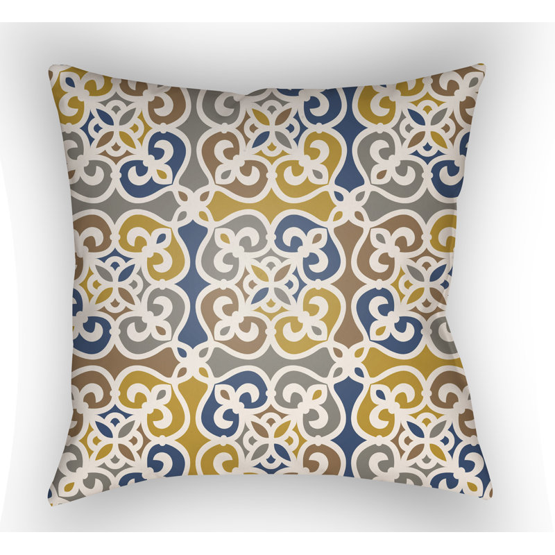 Reversible Throw Pillow, Yellow, 16" H x 16" W x 3" D