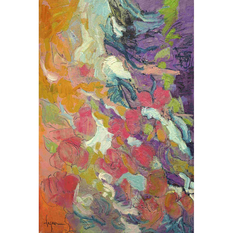 «Downing Graces» - peinture sur toile tendue, H 18 po x l 12 po