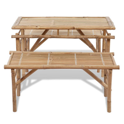 Tott And Eling 4 - Person Bamboo Wood Patio Dining Set with Rectangular Table