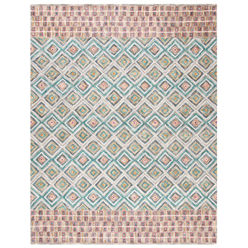 Deyoung Hand Tufted Wool Geometric Rug, Rectangle 9' x 12'