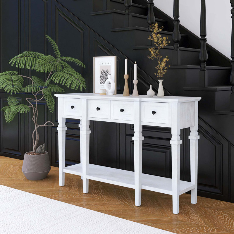 Console de 48 po de long avec 4 tiroirs et 1 tablette inférieure pour le couloir d'entrée