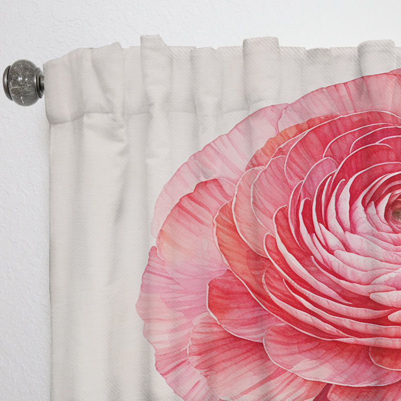 Ekanta Vintage Ranunculus Dreams II - Ranunculus Curtain - Velvet Room Darkening - 1 panel, 52" W x 84" L