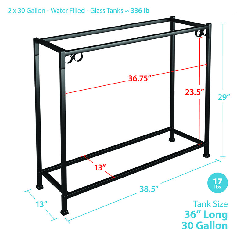 Rectangle Aquarium Stand, Black 30 Gallon