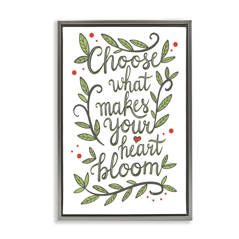 Cadre flottant «Makes Your Heart Bloom», design par Martina Pavlova, Cadre flottant gris lustré, H 31 po x l 21 po