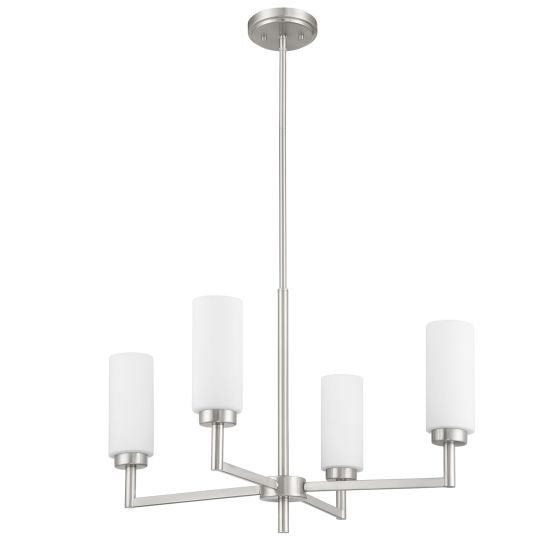 Lustre 4 lumières Oreane, E12/candélabre, Oui, Nickel brossé