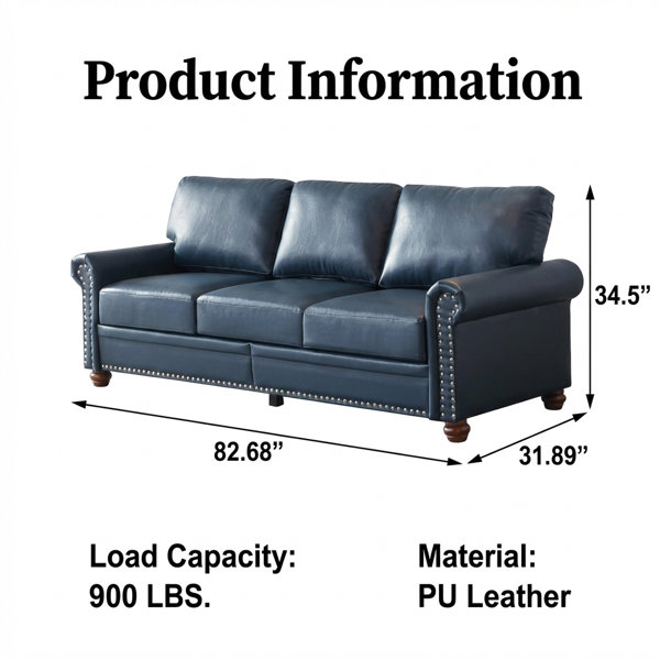 Red Barrel Studio Classic Living Room Three-Seater Sofa with Storage ...
