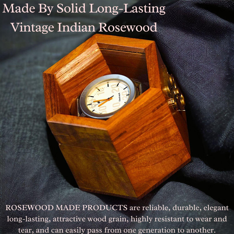 Watch Box For Men, Single Slot Watch Display Case Mens Watch Box Organizer, Dark Rosewood Watch Cases