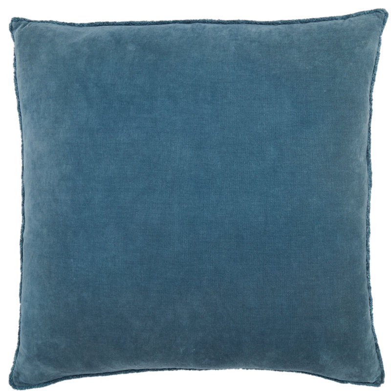 Housse et insert de coussin carré en coton Kam, Polyester/ Bourre en polyester, Bleu
