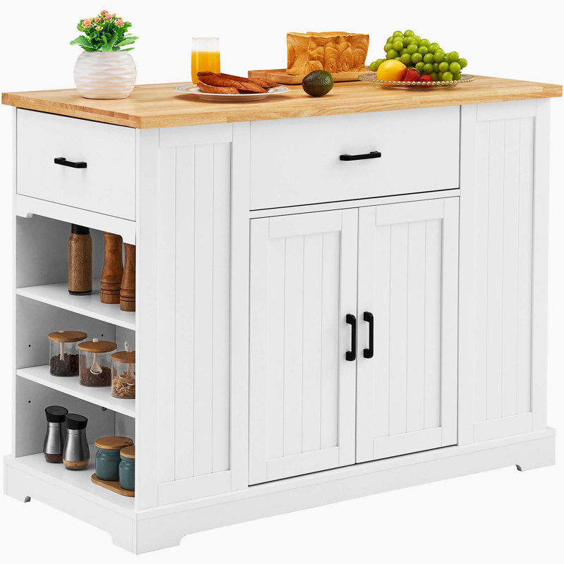 Mobile Kitchen Serving Storage Cart Featuring Multiple Drawers and Multi-Tier Open Storage Shelving Compartments, White
