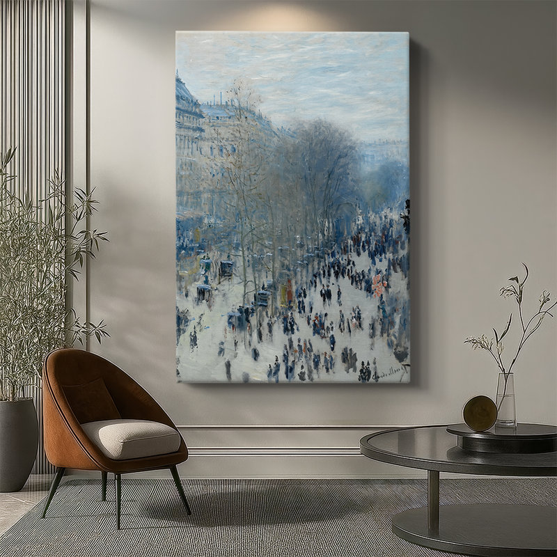 Boulevard des Capucines, toile tendue par Claude Monet, 40 po x 60 po