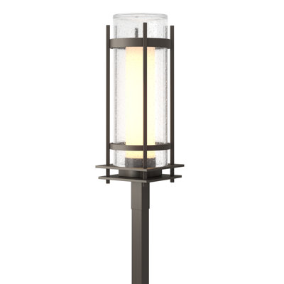 Torch Outdoor Post Light - Opal and Seeded Glass