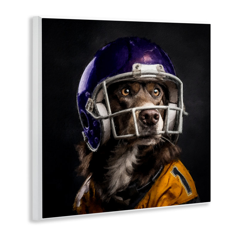 Art mural "Chien avec casque de football" par Sean Parnell