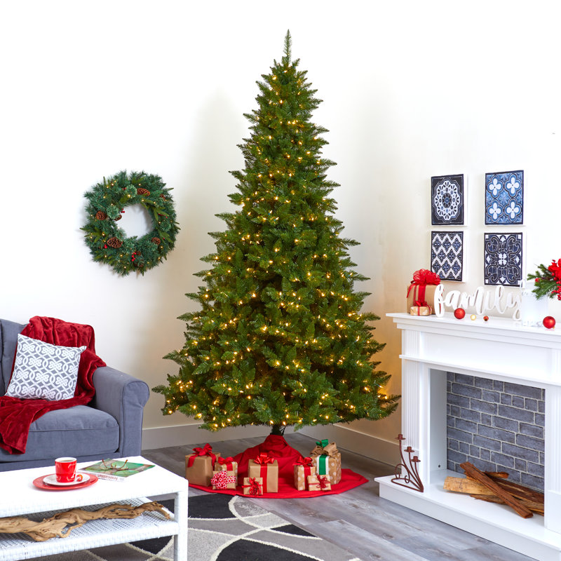 Lighted Artificial Spruce Christmas Tree, 9' H