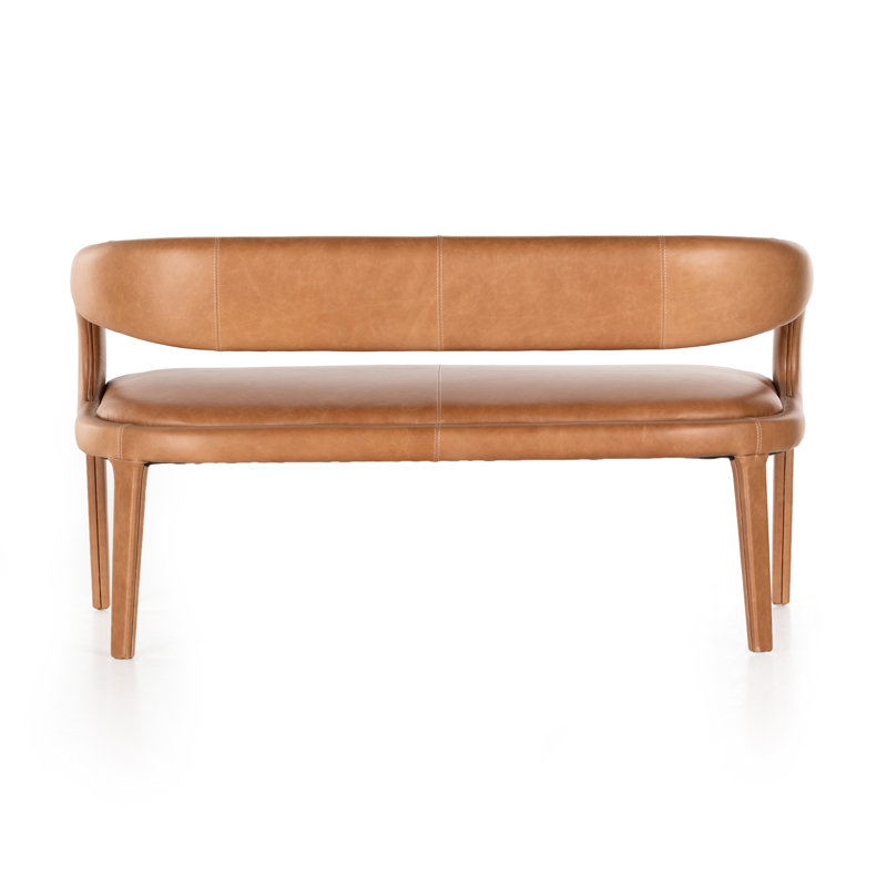 Hawkins Upholstered Dining Bench, Sonoma Butterscotch Genuine Leather