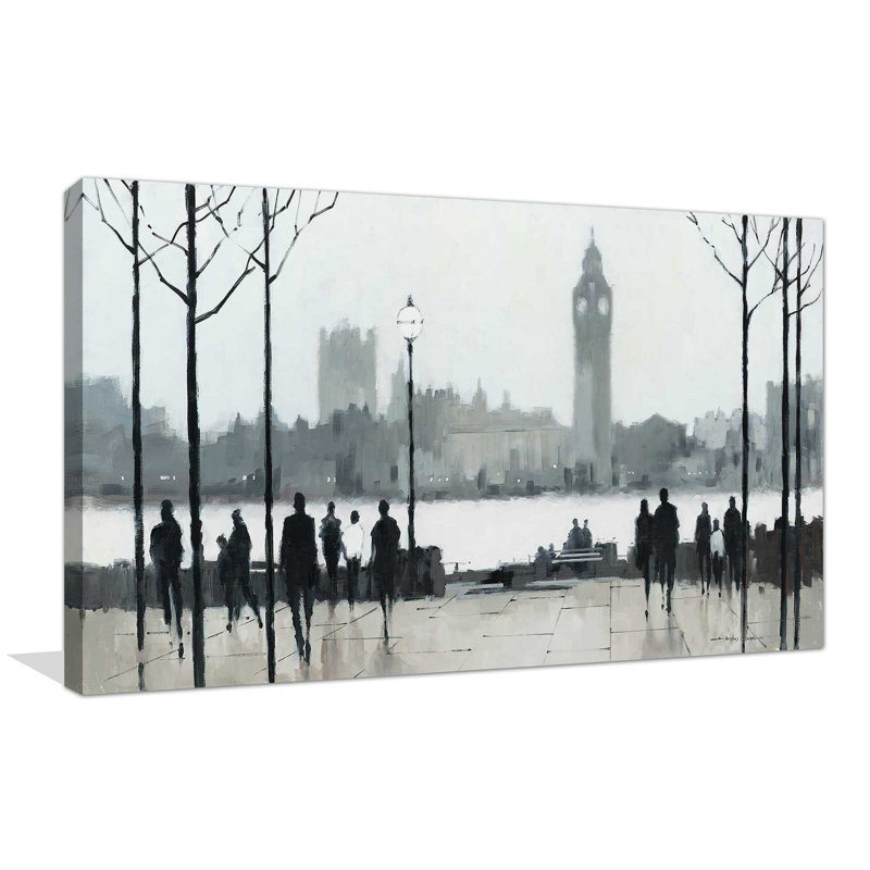 Morning London par - Peinture, Toile tendue, H 36 po x l 60 po x P 1,5 po