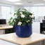 Pot de fleurs rond en céramique de 40 cm (16 po), grand pot intérieur/extérieur avec trou de drainage - Bleu foncé