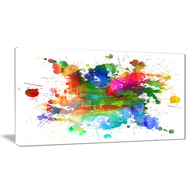 Reproduction sur toile abstraite d'éclaboussures de couleurs - éclaboussures de couleurs, H 16 po x l 32 po x P 1 po