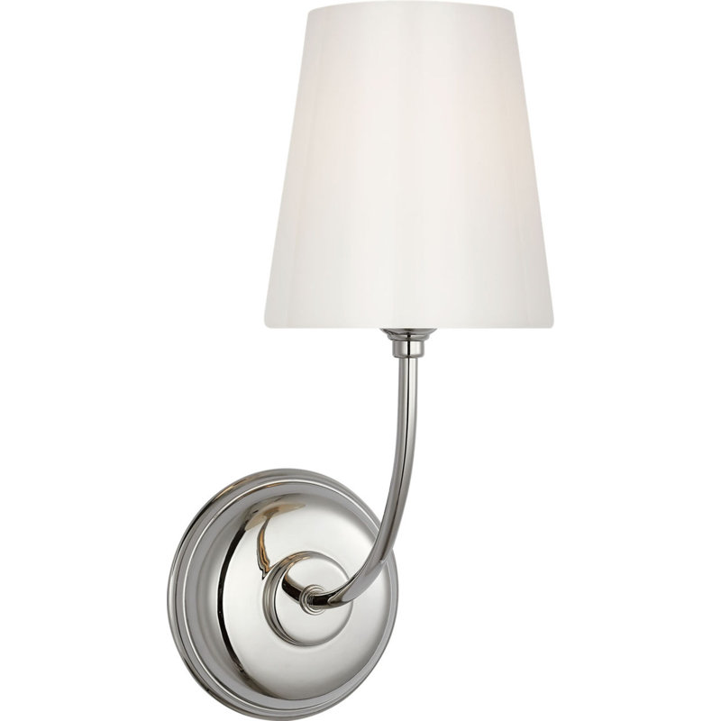 Vendome Single Sconce with White Glass, Polished Nickel