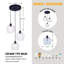 3-Light 55" Adjustable Dimmable Seeded Glass Cluster Pendant