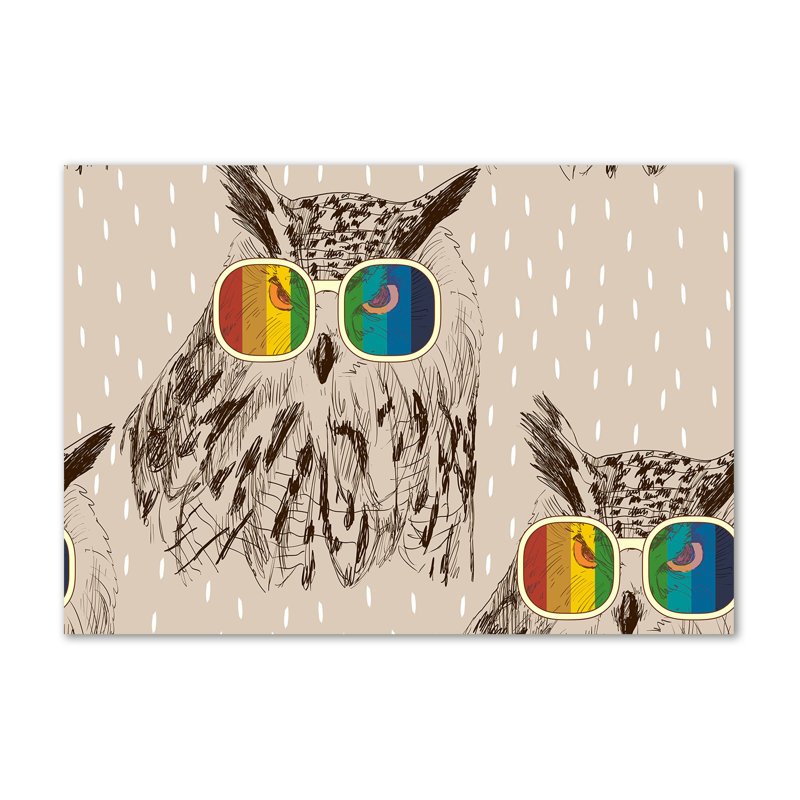 Owls In Glasses - Wrapped Canvas Print