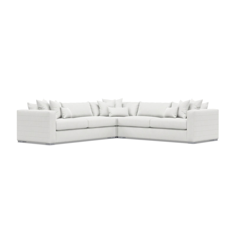 Sectional, White Polyester Blend, 32.5" H x 120.5" W x 120.5" D