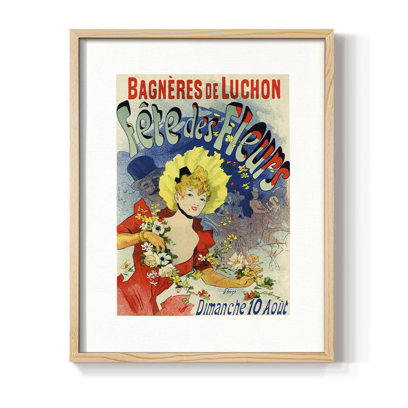 Fête des fleurs, reproduction encadrée - bois massif, Naturel, H 30 po x l 24 po