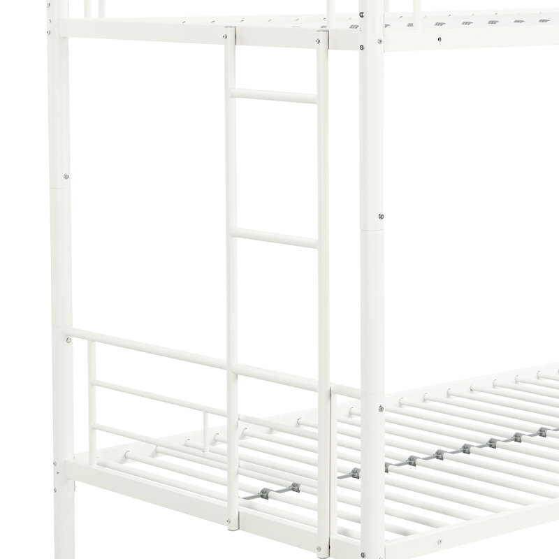 Lit superposé en métal blanc avec lit gigogne - Structure simple, stable, silencieuse, stable et peu encombrante