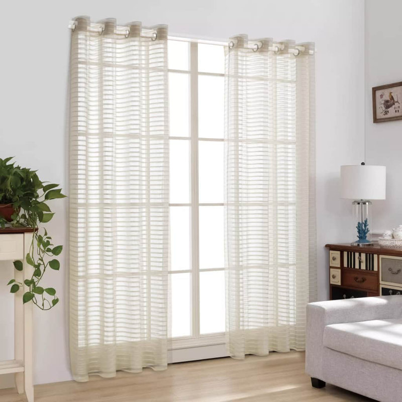 Cayden Semi Sheer Curtain Pair, Beige, Width 140cm x Drop 175cm