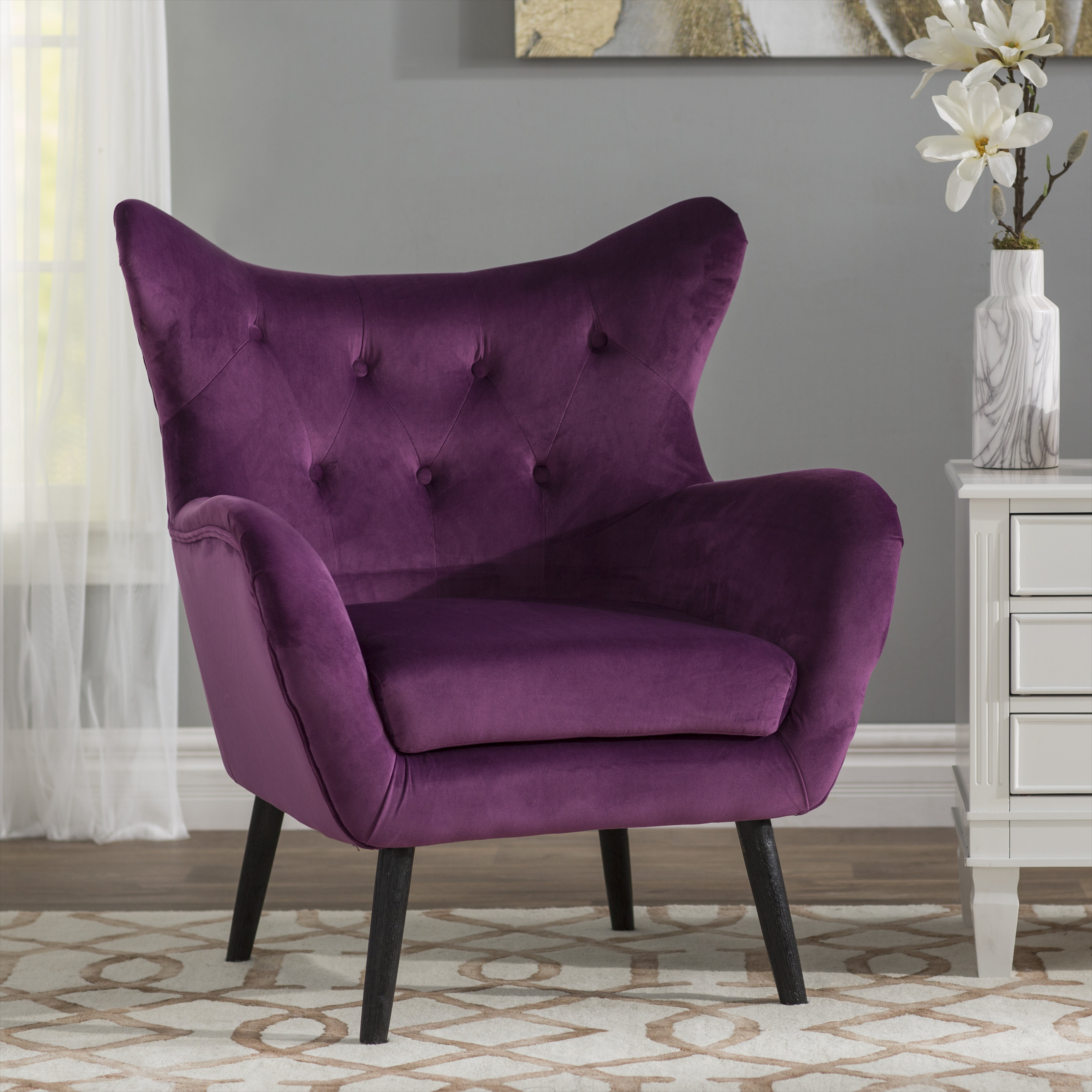 Danney Tufted Velvet Wingback Chair