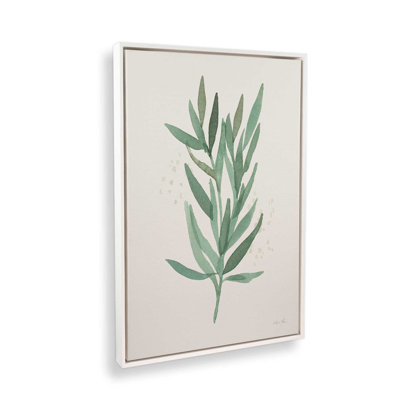 Green Leaf Impressions II, reproduction sur toile dans un cadre, H 18,75 po x l 12,75 po, Blanc opaque