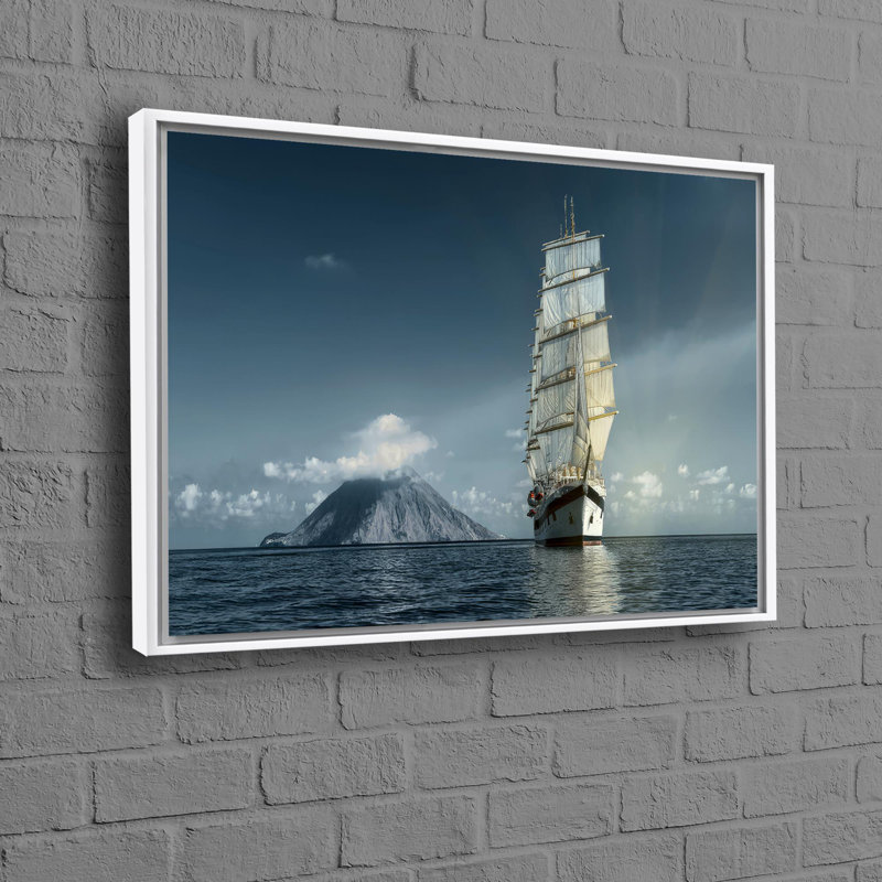 Impression sur toile de coton paysage tropical, Reproduction encadrée sans passe-partout, H 22 po x l 30 po, Blanc