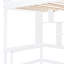 Lit mezzanine simple blanc avec bibliothèque, tiroirs, bureau et garde-robe. Conception fiable de la hanche-1832513730