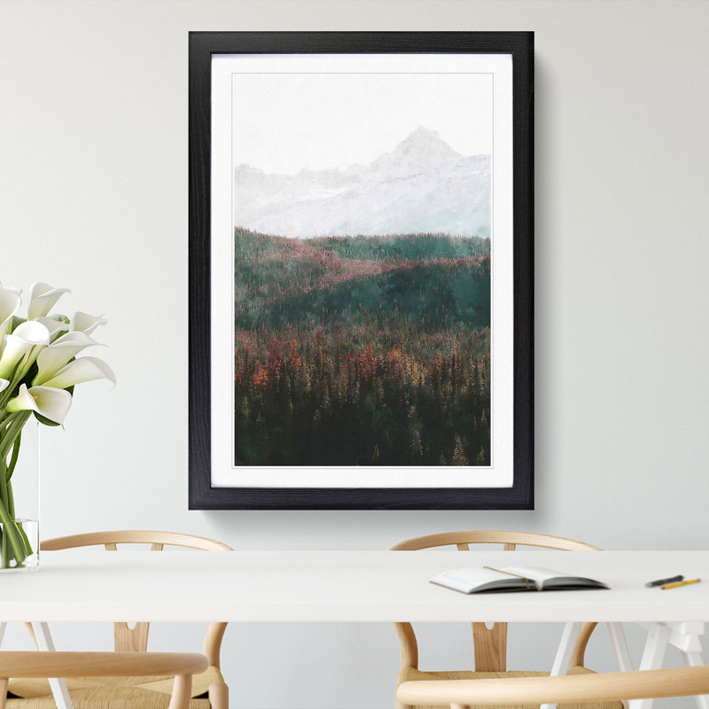 Fir Tree Forest Abstract - Picture Frame Painting Print, Black Framed, 33cm H x 24cm W x 2cm D