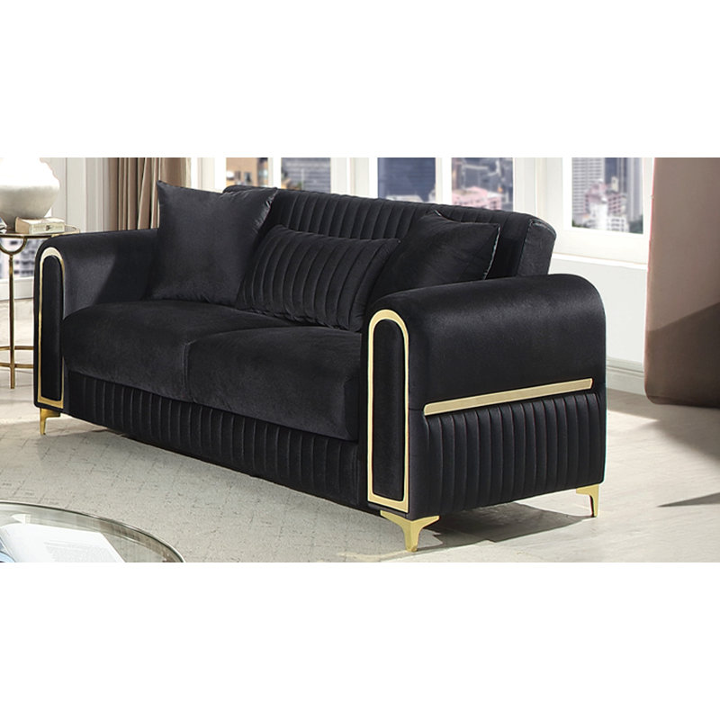 Causeuse rembourrée noire Ruby