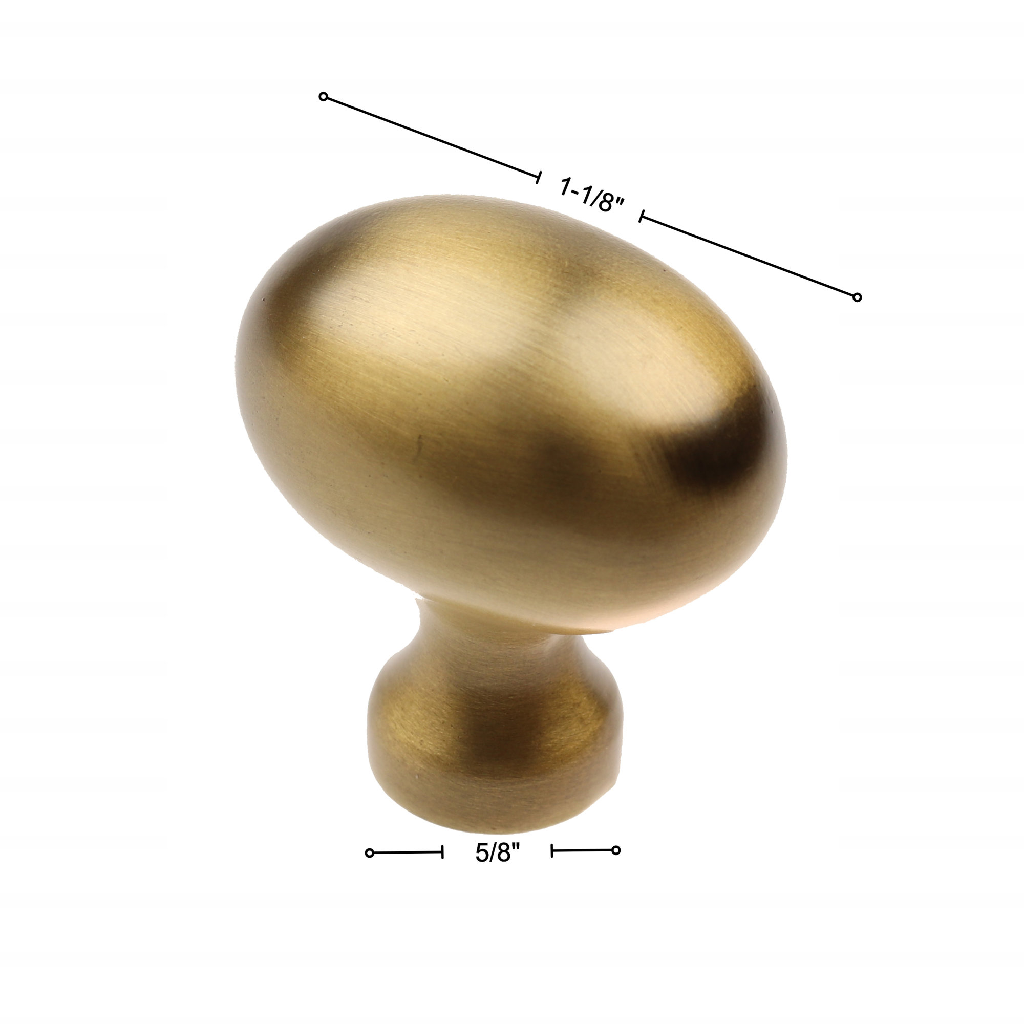 Classic 1 1/8" Length Oval Knob, Satin Gold