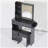 29.2" Small Size Left Drawer Desktop Vanity Table + Cushioned Stool, 2 AC+2 USB Power Station, Hair dryer bracket, Extra Large Touch Control Sliding LED Mirror, Tri-color Switching, Brightness Adjust-439763324