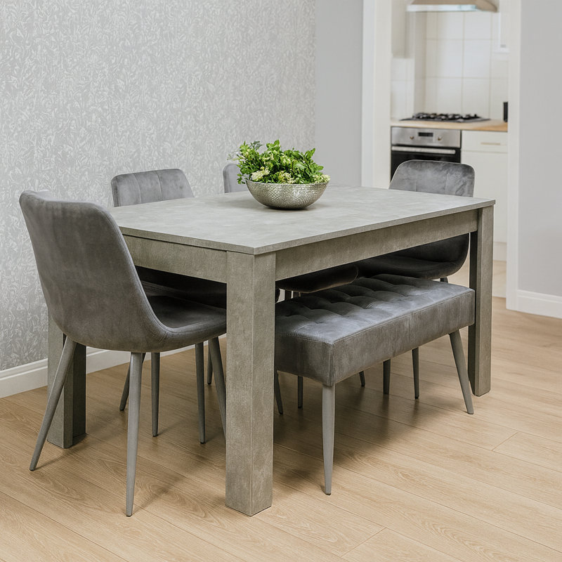 Savarna 6 - Person Dining Set, 75cm H x 117cm L x 77cm W, Stone Grey