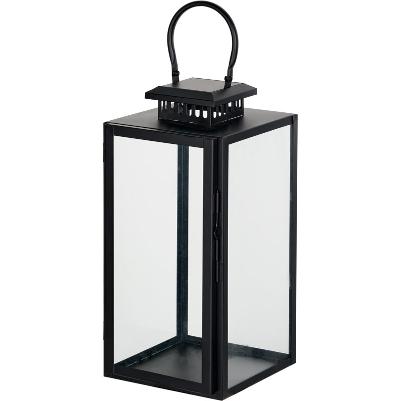 Metal Lantern, Black, 39cm H x 18cm W x 39cm D