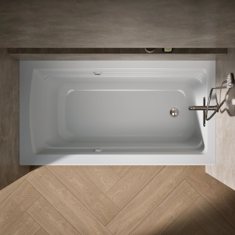 Archer® 60" x 32" Alcove Air Acrylic Bathtub with Heater, Ice Grey, Right