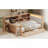 L-Shaped Wooden Daybed With Desk And Storage Bookcase, Corner Bed With Upholstered Headboard And Under-Bed Drawers And LED Light For For Bedroom Living Room-295671933-295671874