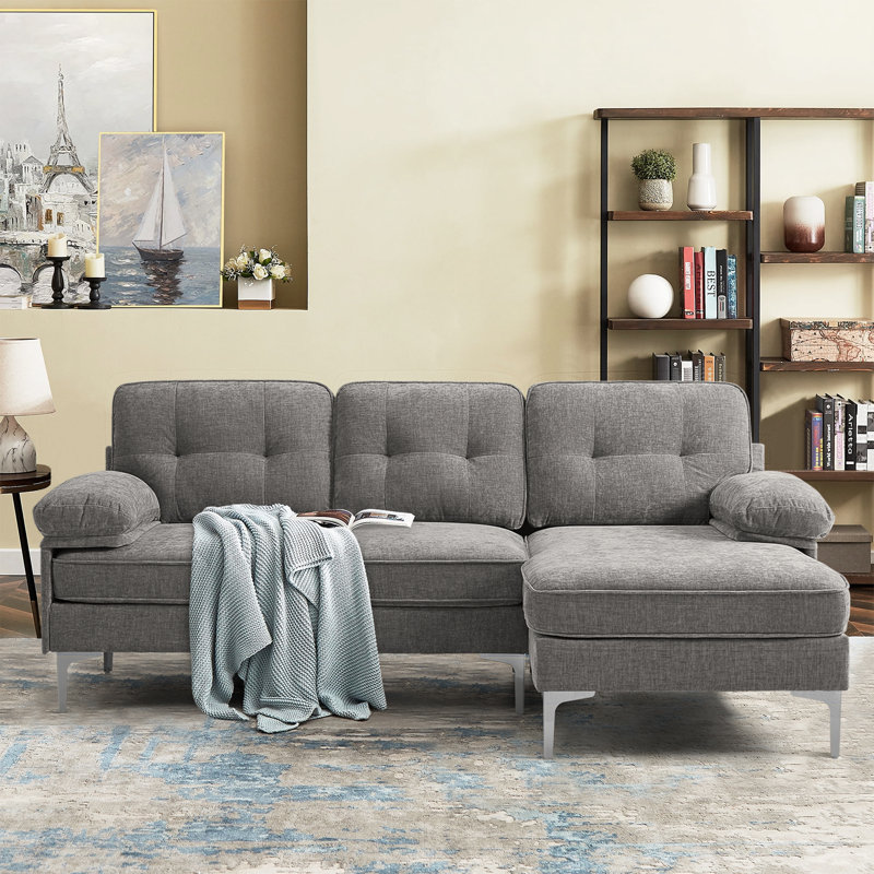 Canapé modulaire rembourré de 82,7 po Hilmir, Gris chenille
