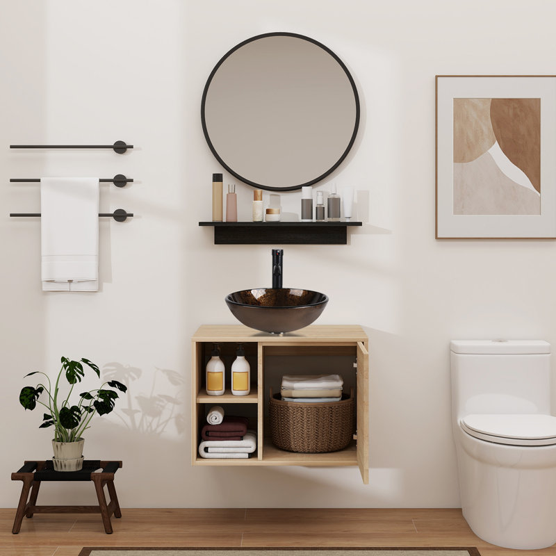 Zanuck 24'' Single Bathroom Vanity with Plastic Top, Brown
