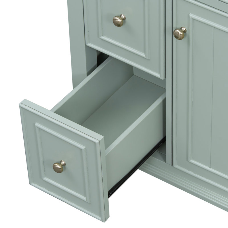 Meuble-lavabo 24 po avec lavabo, Vert, Doré, 24"